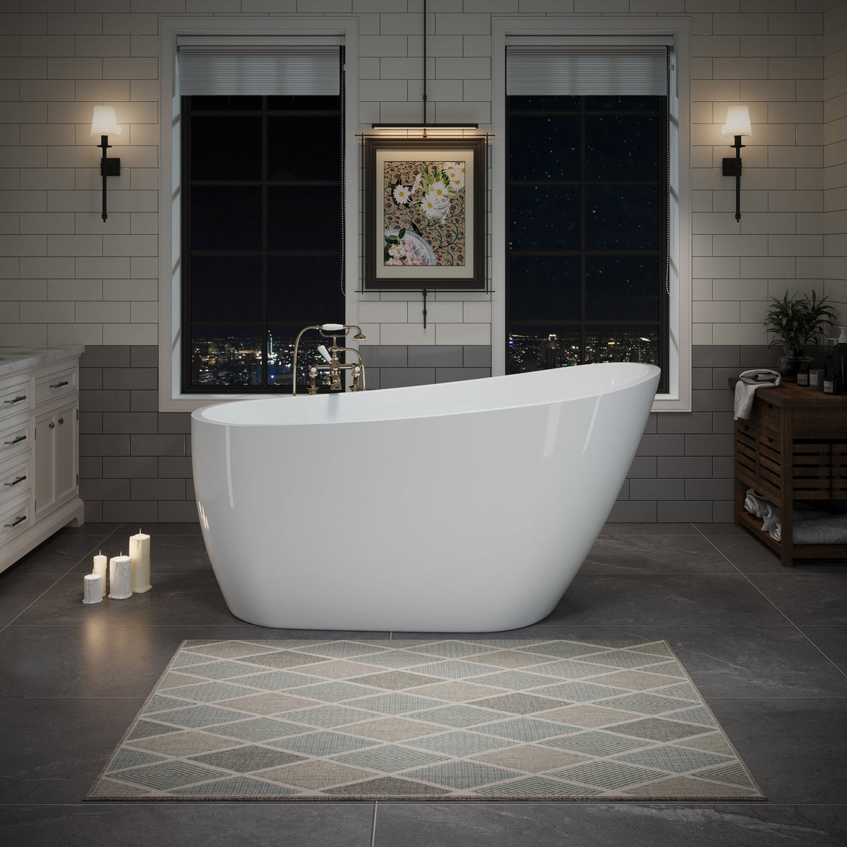 55" Acrylic Freestanding Bathtub with Deep Soaking Design - White