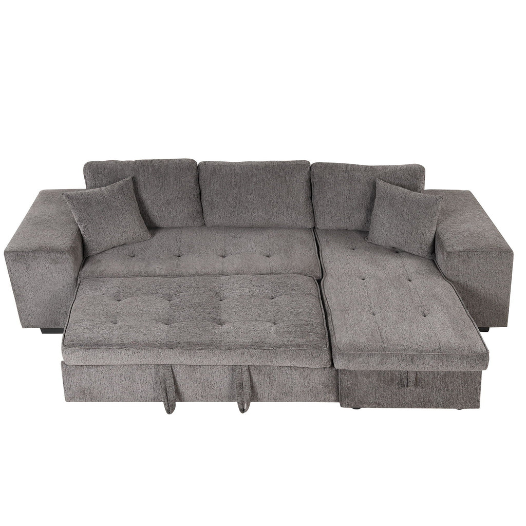 Reversible L-Shape Sleeper Sectional Sofa with Storage Chaise and 2 Stools - Multiple Colors
