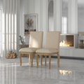 Wood Upholstered Dining Chairs Set of 2 with Padded Seat - Natural Wash