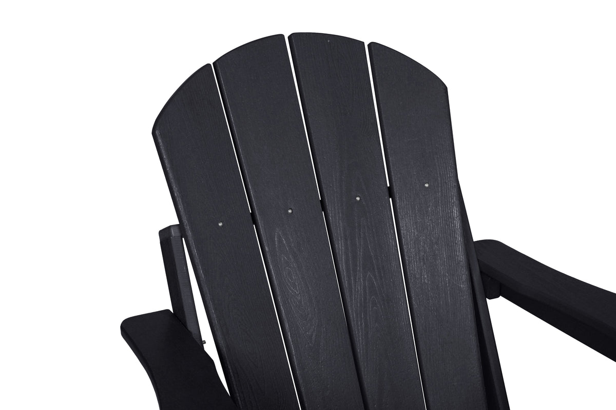 Folding Adirondack Chair with Side Table, 3-Piece Set - Black Wood Texture