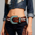 Women's Leather Turquoise Buckle Belt