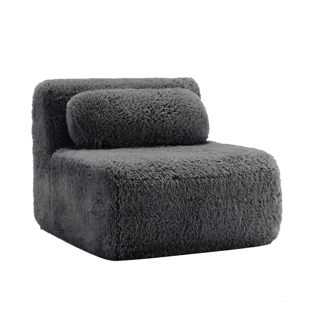 Aviana Armless Sofa with Pillow Plush Fabric - Dark