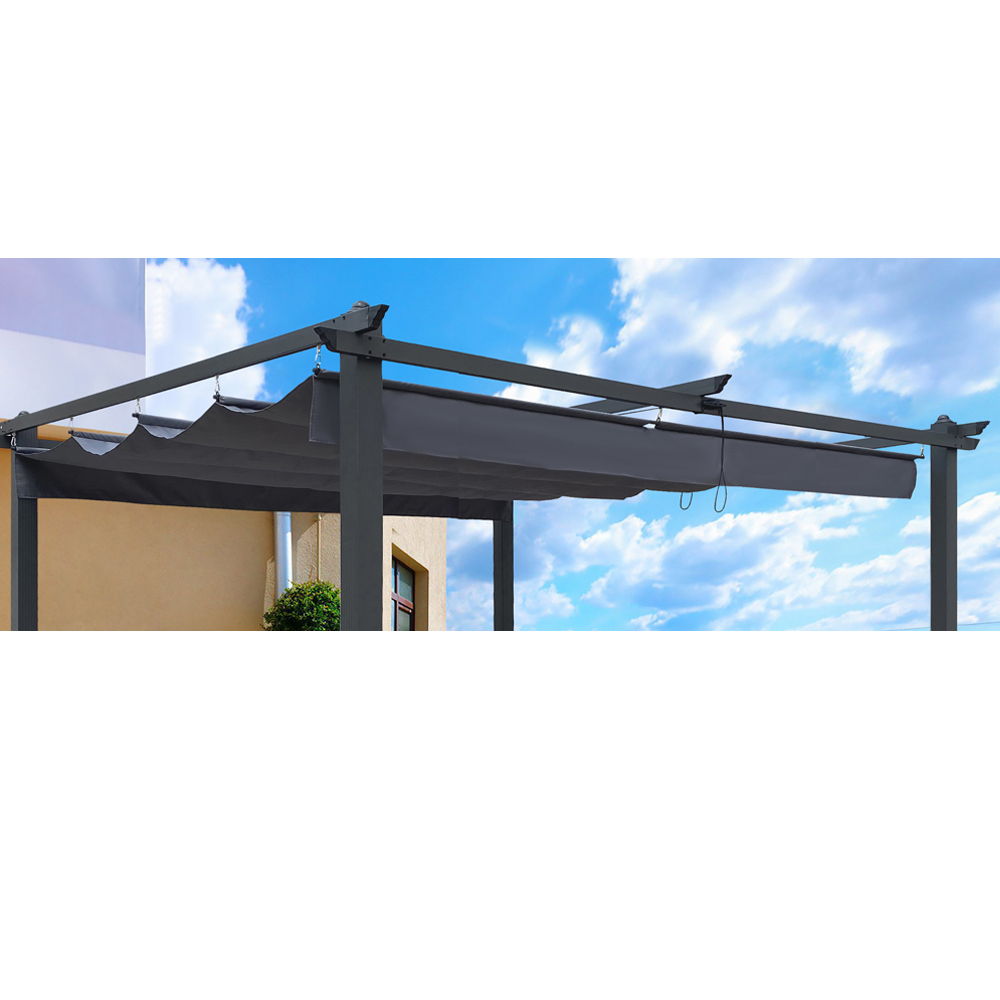 Replacement Canopy Top Cover Fabric for Retractable Pergola - Beige or Dark Gray