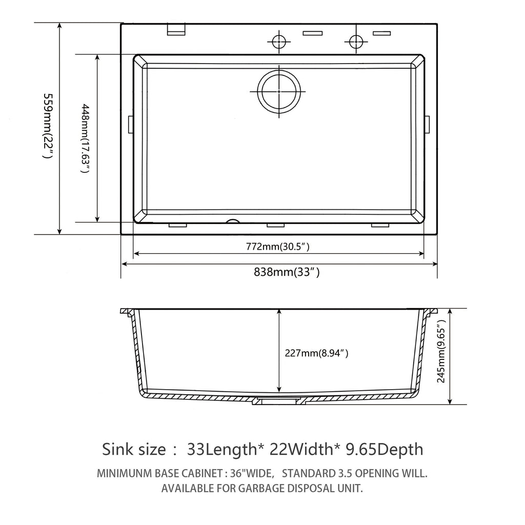 Quartz Kitchen Sink with Durable Design - Black or White