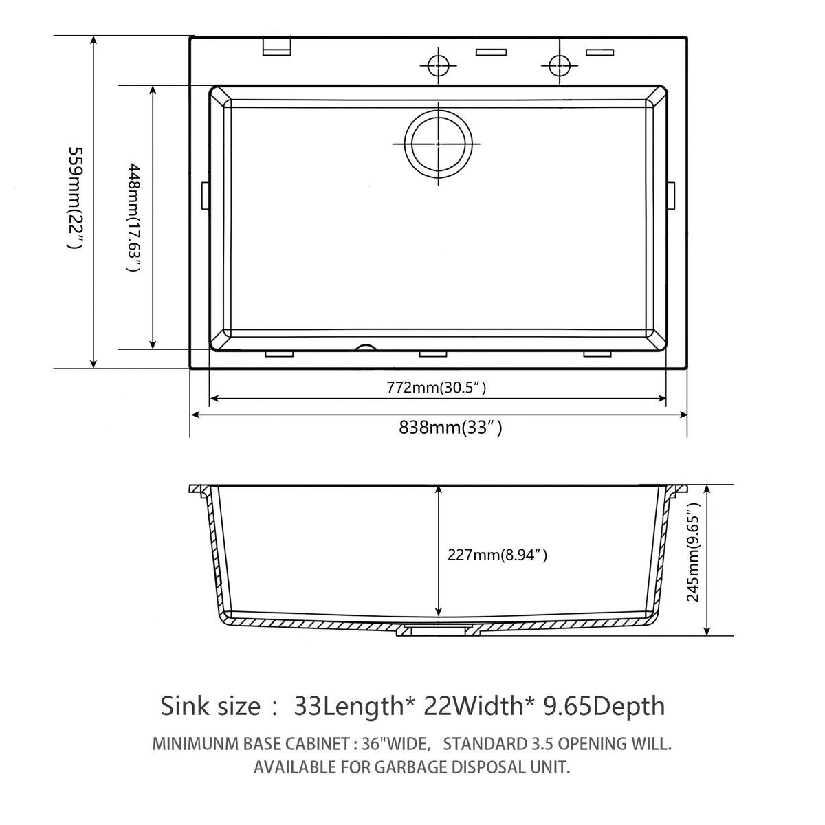 Quartz Kitchen Sink with Durable Design - Black or White