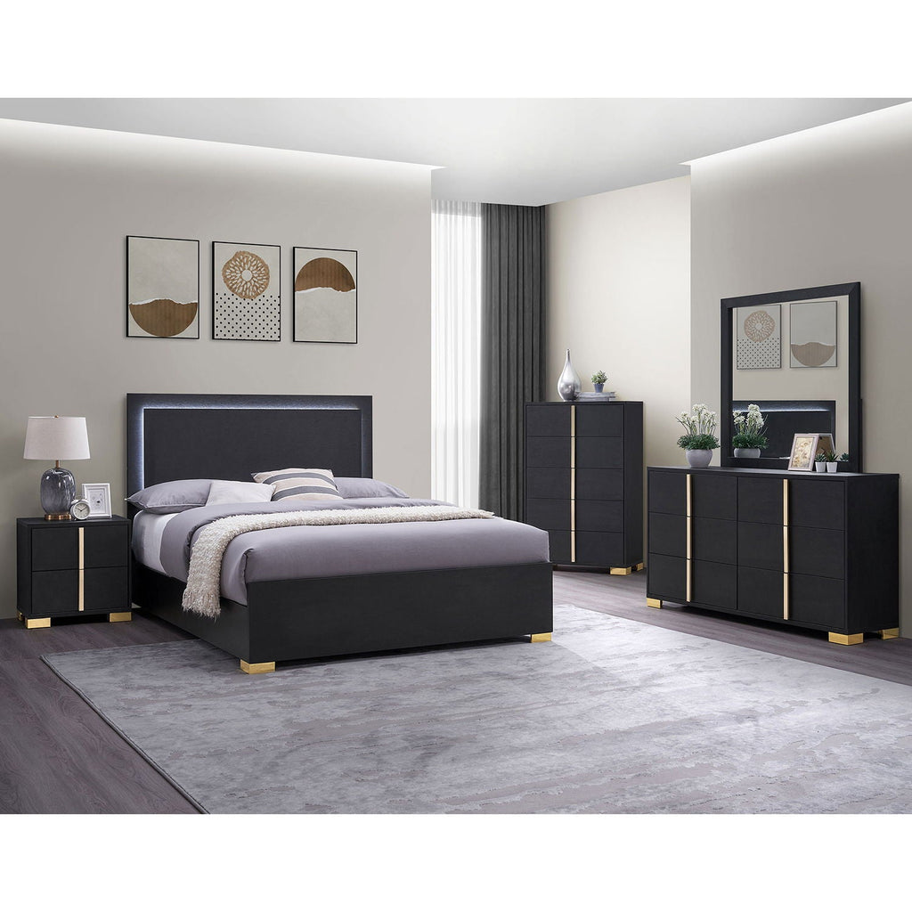 Jeremiah LED Panel Bed With Touch Controlled Lighting