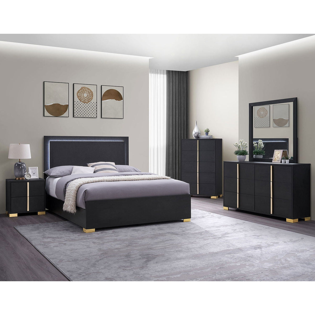 Jeremiah LED Panel Bed With Touch Controlled Lighting