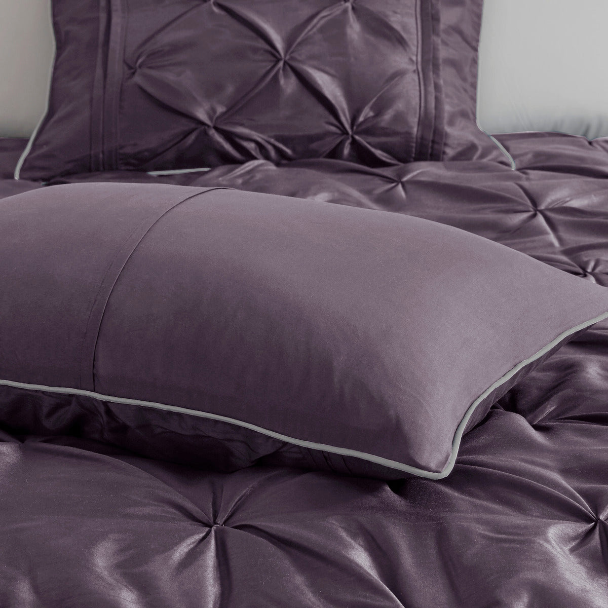 7 Piece Tufted Comforter Set Plum Full