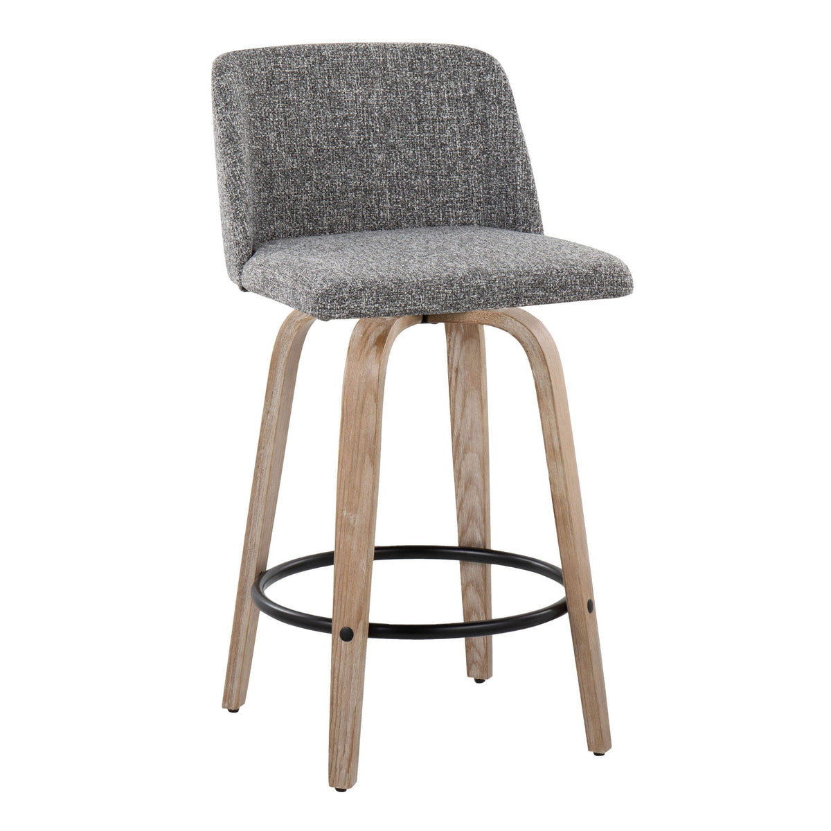 Toriano - Contemporary Fixed-Height Counter Stool & Swivel with Round Footrest (Set of 2)
