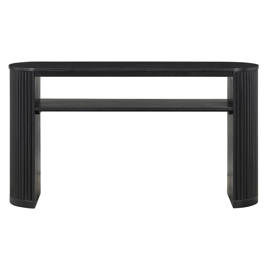 Console Table With Fluted Legs and Open Shelf - Available in Black, Light Brown, Dark Brown