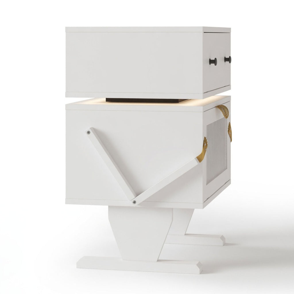 Robot LED Nightstand with 360° Rotating Drawer - White, Pink, or Green