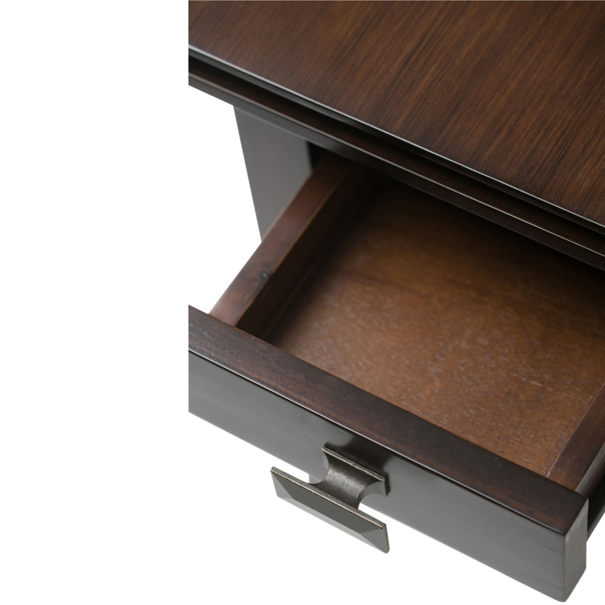Handcrafted Narrow Side Table with Functional Drawer - Dark Brown