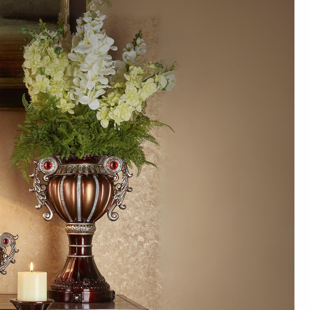 Bronze Urn-Shaped Decorative Vase with Urn Design - 17.5" Tall