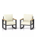 All-Weather Patio Armchairs with Thick Cushions – Set of 2 – Beige or Dark Gray