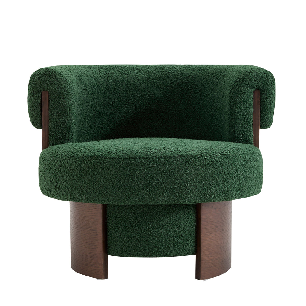 Modern 32" Wide Curved Sculptural Swivel Barrel Chair with 360° Swivel - Boucle
