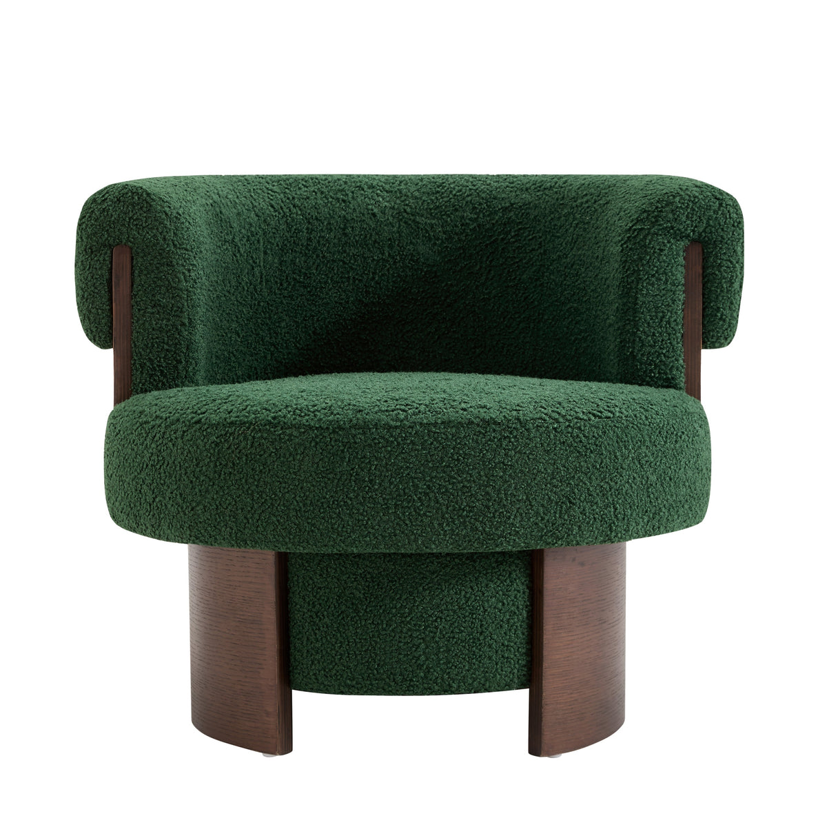 Modern 32" Wide Curved Sculptural Swivel Barrel Chair with 360° Swivel - Boucle