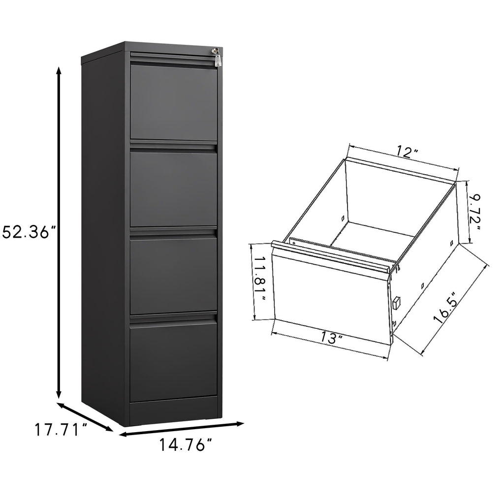 Durable Metal 3 Drawer File Cabinet with Lock – Black or White