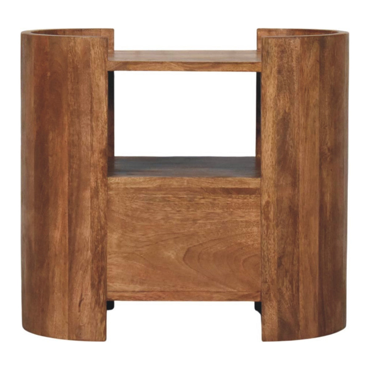 Solid Wood Valencia Sculpted Bedside Nightstand with Drawer - Golden Teak