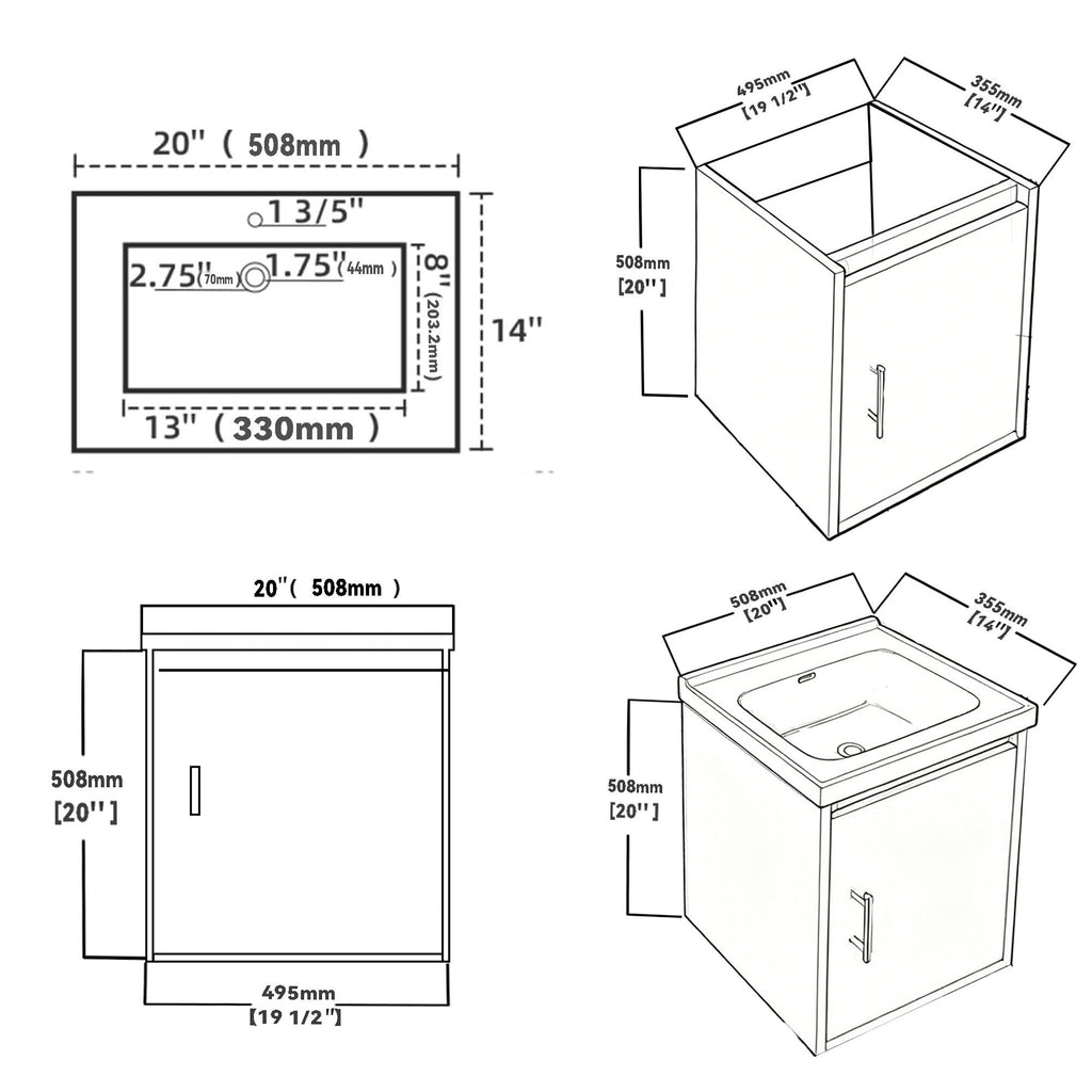 20 Inch Floating Bathroom Vanity with Soft-Close Door and Ceramic Sink - Multiple Colors