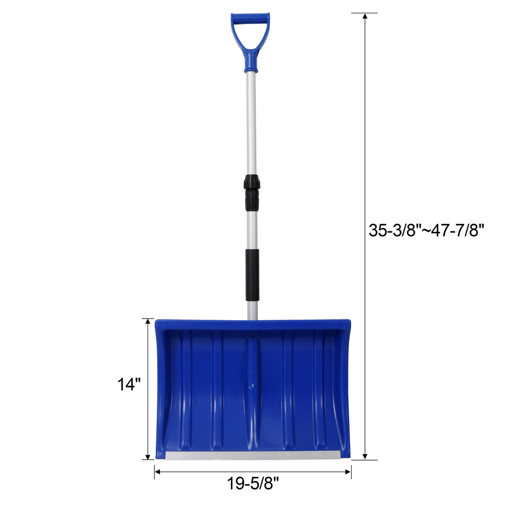 Portable Adjustable Height Snow Shovel with D-Grip Handle - Silver
