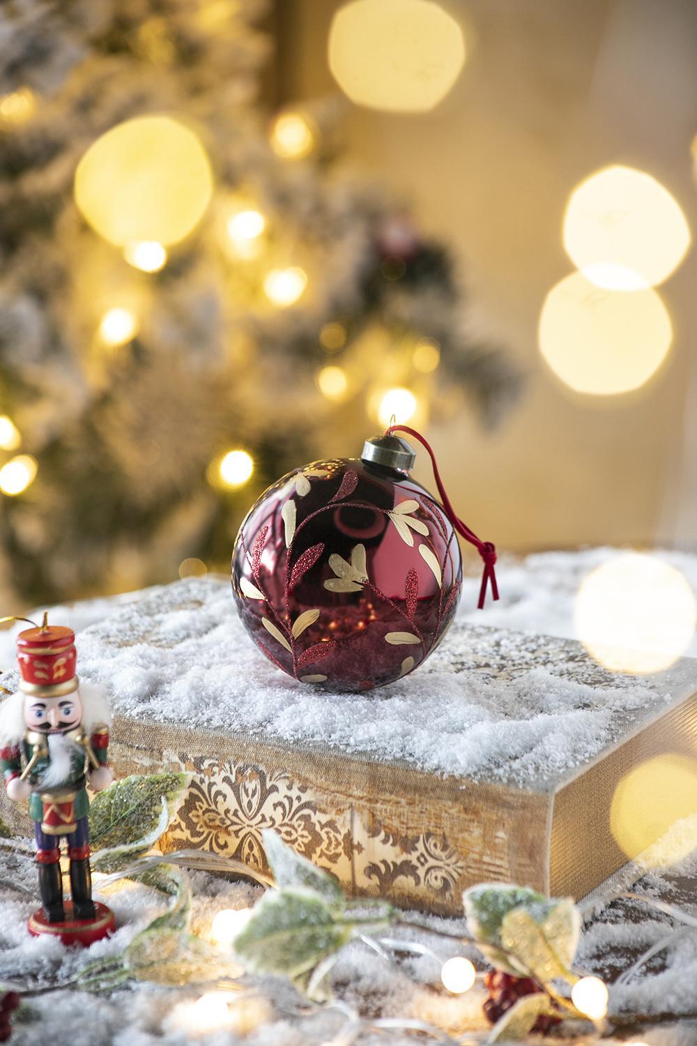 Red Glass Christmas Tree Ornaments with Elegant Finish - Sets Available