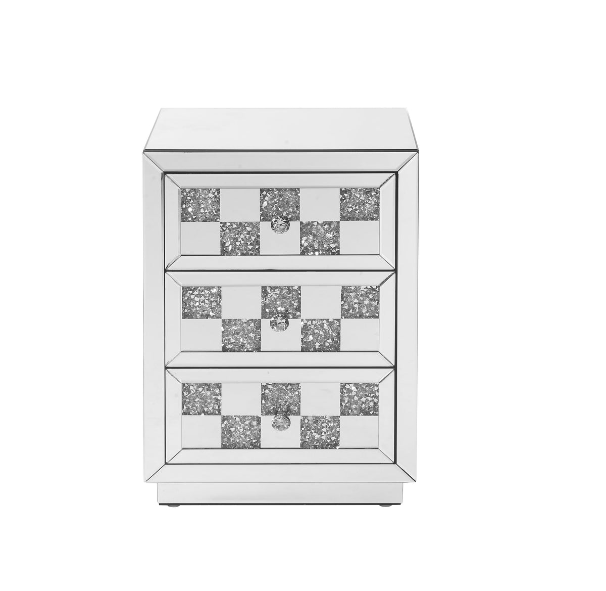 Mirrored Accent Table with Faux Diamond Drawers - Silver