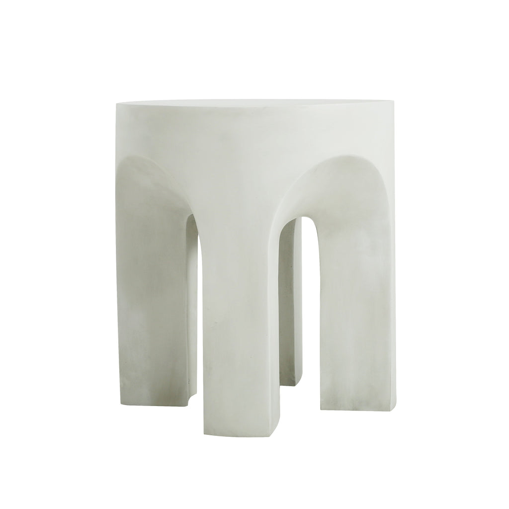 Outdoor MGO Round Top Side Table with Stable Four-Leg Design - Antique White