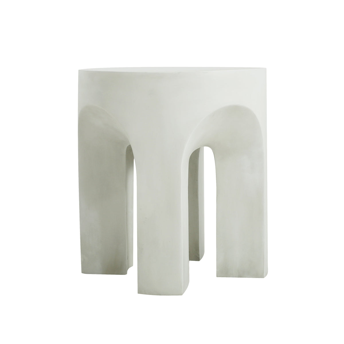 Outdoor MGO Round Top Side Table with Stable Four-Leg Design - Antique White