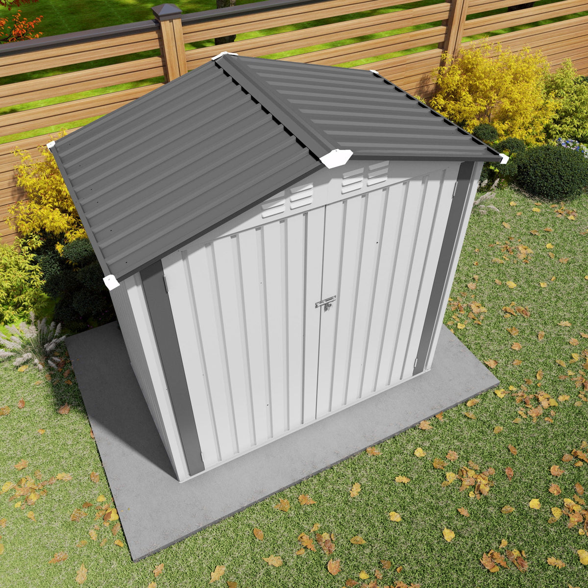 Garden Tool Shed Metal Storage Shed With Peaked Roof Waterproof Lockable Door