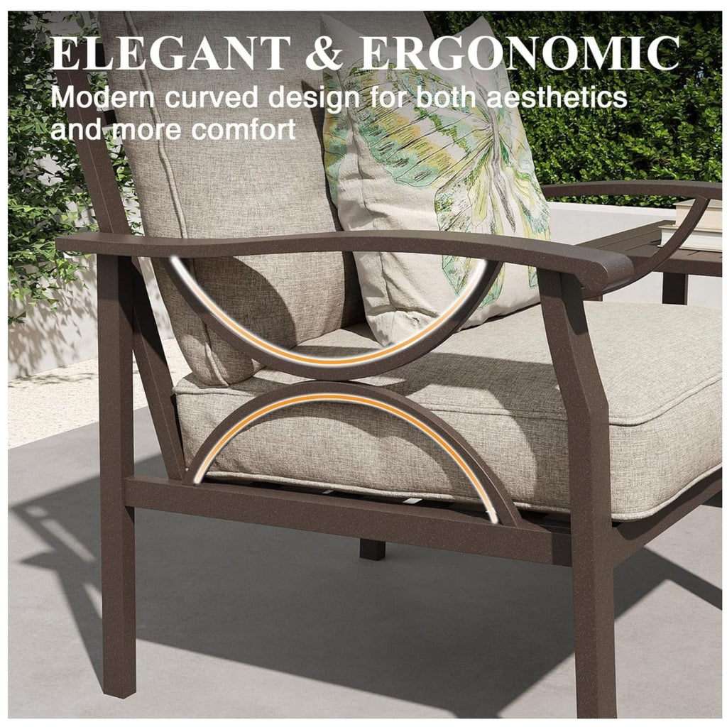 All-Weather Armchairs with Cushions, Modern Sculptural Design – Beige or Dark Gray