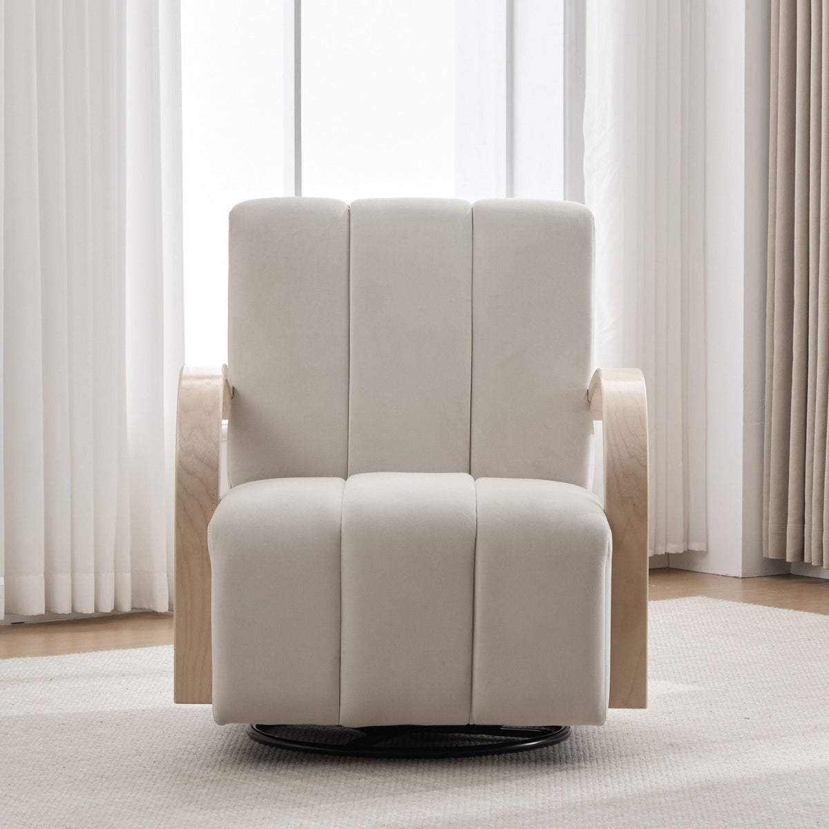 360° Swivel Accent Chair with Armrests - Beige or Dark Gray