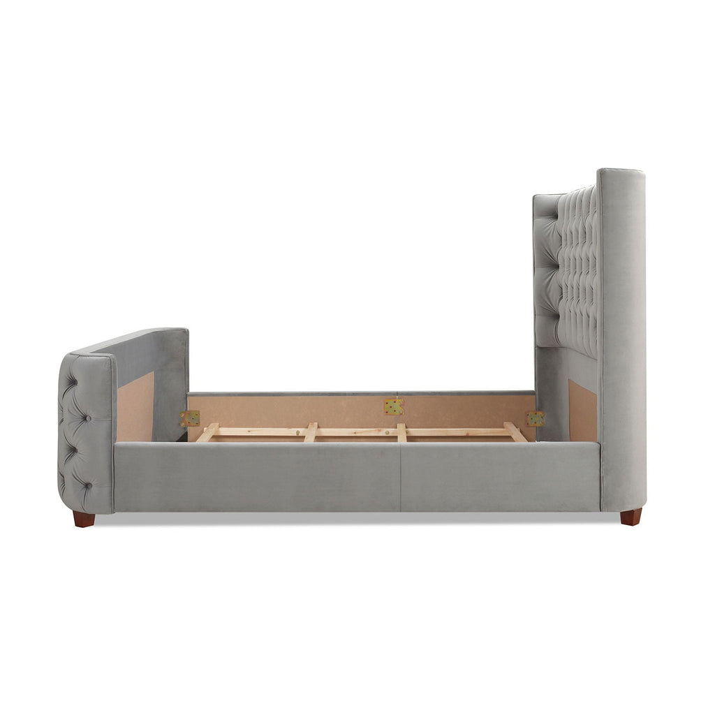 Tufted Panel Bed with Wingback Headboard and Footboard - Multiple Colors