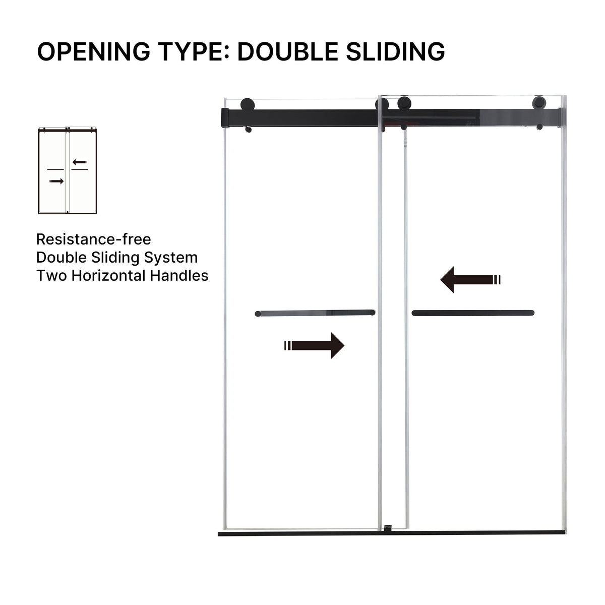 Double Sliding Shower Door with Soft Close Function - Matte