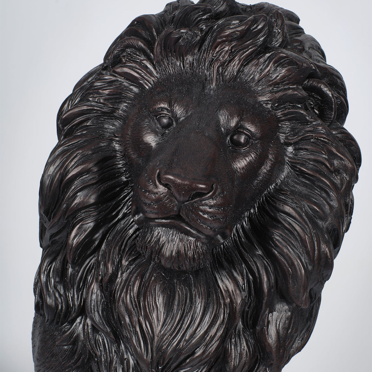 Modern Black Lion Statue with Matte Finish - 24.6" High