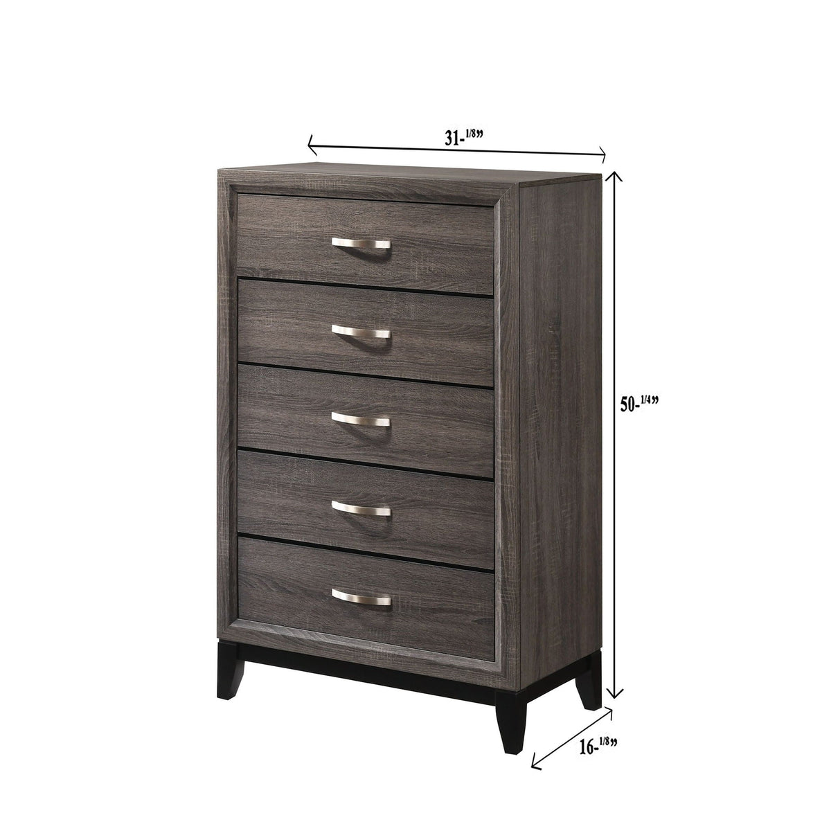 Contemporary 5 Drawer Tall Chest with Ample Storage - White or Dark Gray