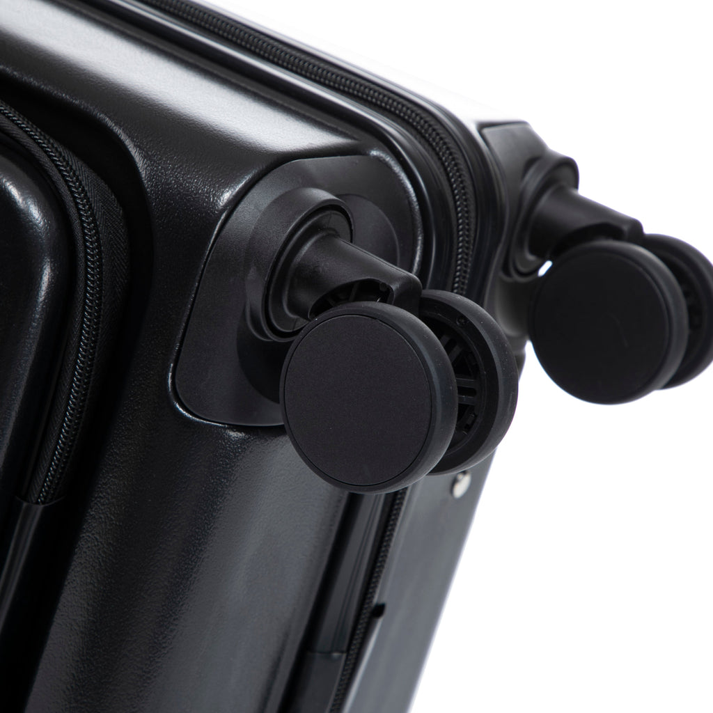 ABS Spinner Wheel Luggage Set with Cosmetic Case - Black