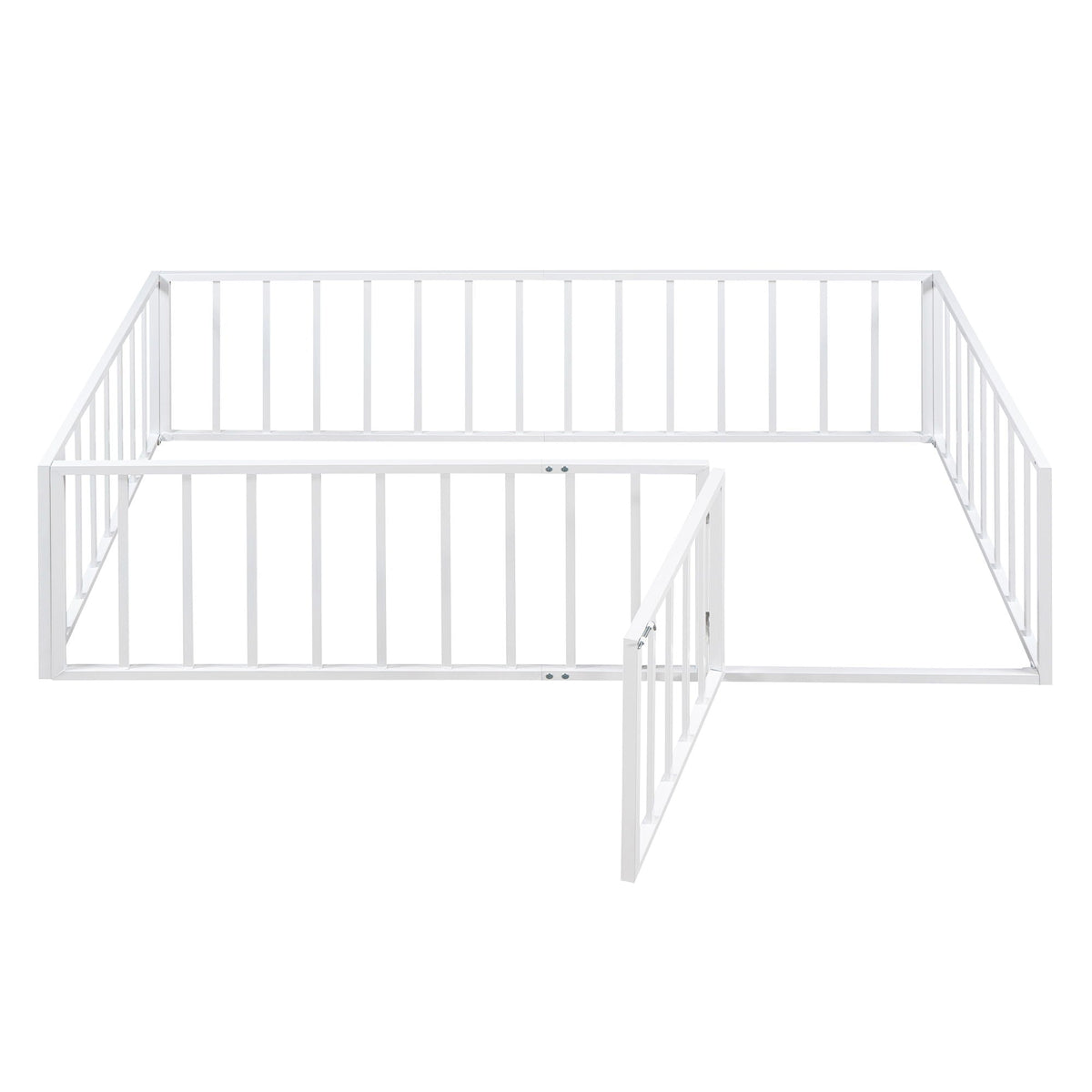 Metal Floor Bed Frame With Fence And Door