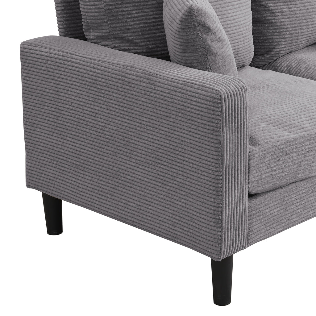 Modern Upholstered Light Gray Loveseat Sofa with Wooden Frame for Small Spaces