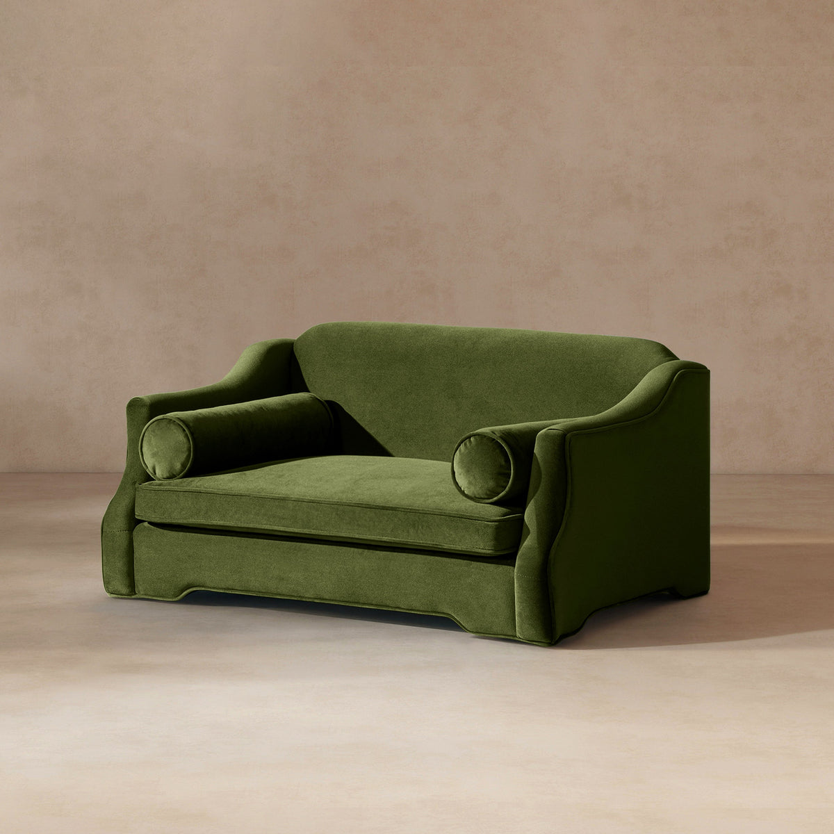 Paloma 35.5" Dog Sofa Bed with Supportive Curved Arms - Olive