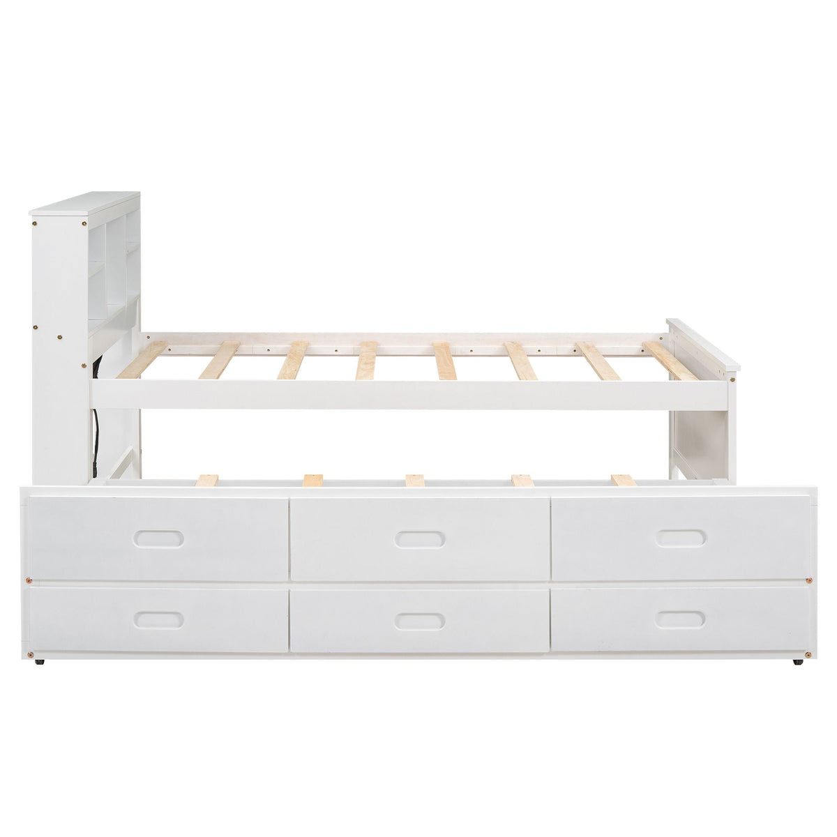Platform Bed with Storage Headboard, USB, Trundle & 3 Drawers - Twin or Full