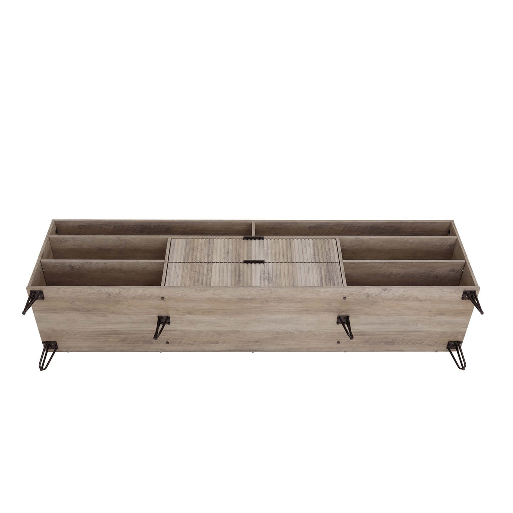 Fluted TV Stand with Storage and Metal Legs - Multiple Colors