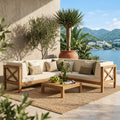Brava X-Back 4-Piece Sofa Set with Water-Resistant Cushions - Beige