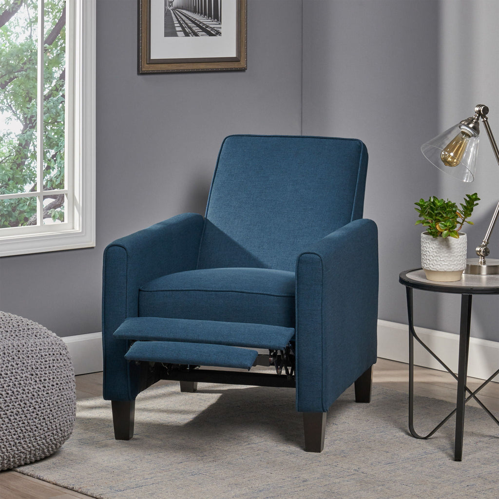 Upholstered Push Back Recliner Chair with Adjustable Recline - Multiple Colors