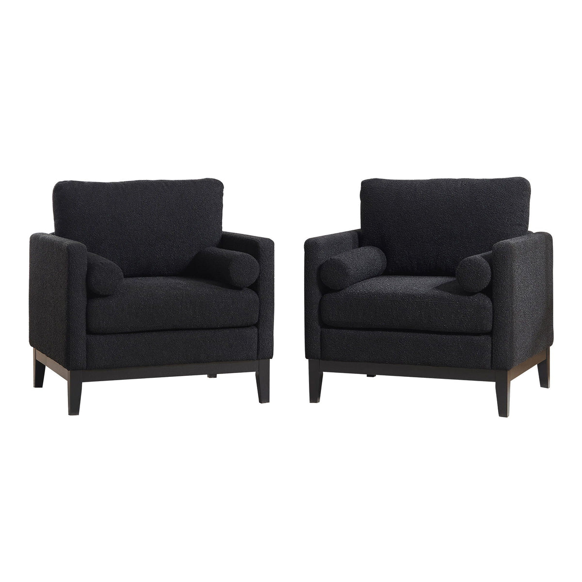 Wide Modern Farmhouse Performance Accent Chair With Legs, Wood Base