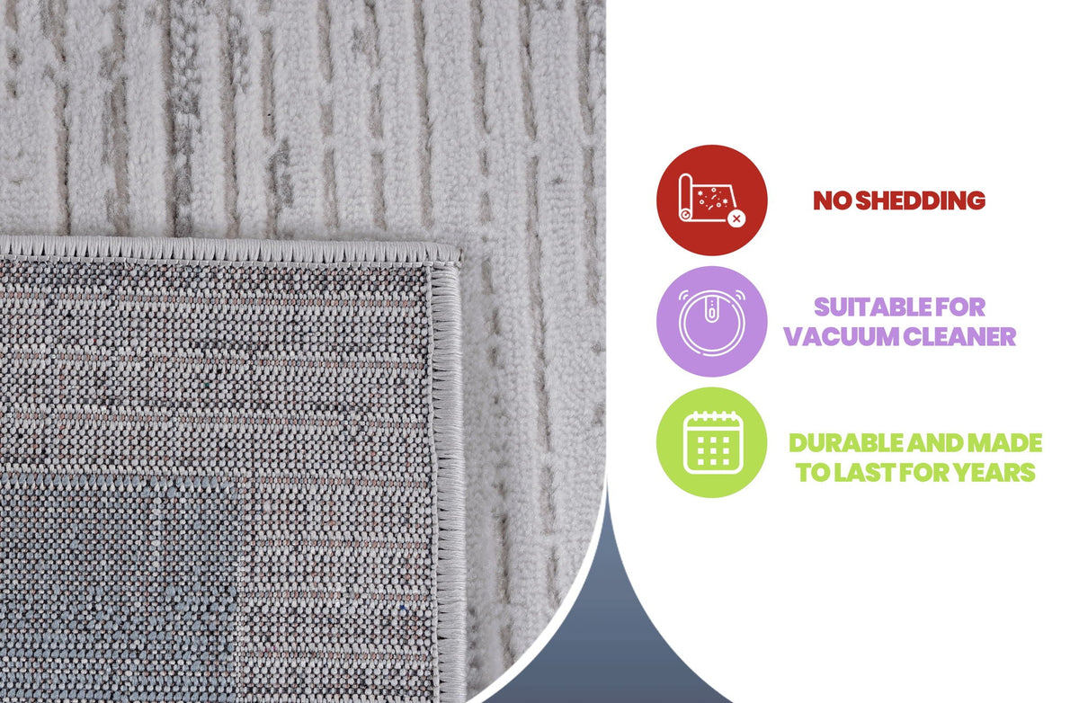 Bordered Area Rug with Stain Resistance - Blue or Light Brown