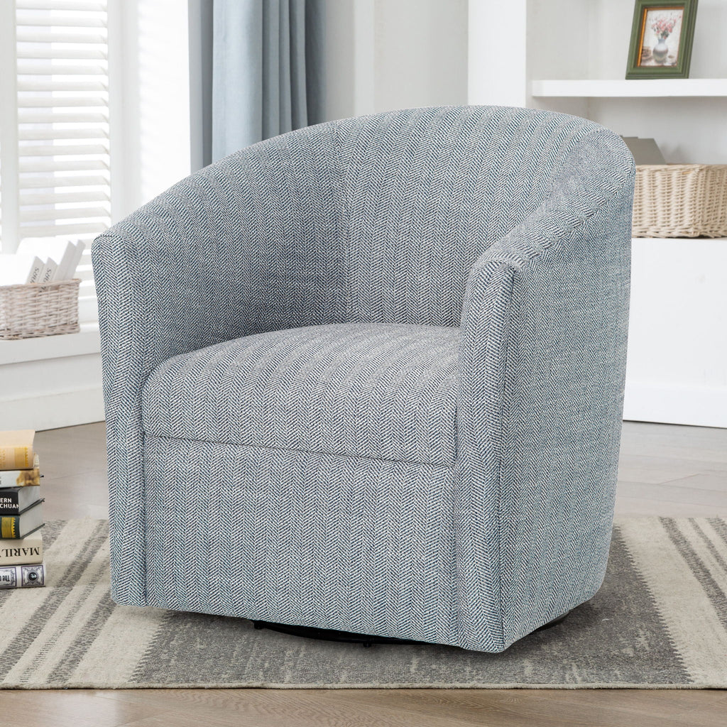 Swivel Barrel Chair with 360 Degree Rotation - Beige, Light Blue, or Red