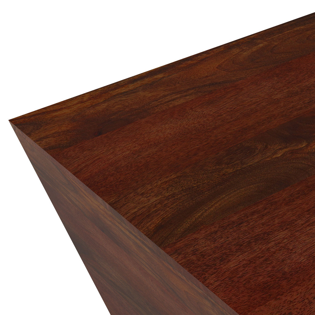 Handcrafted Square Coffee Table with Brass Trim - Multiple Finishes