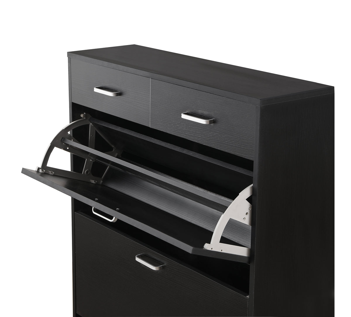 Large Size Shoe Cabinet with Tipping Bucket Drawers - White