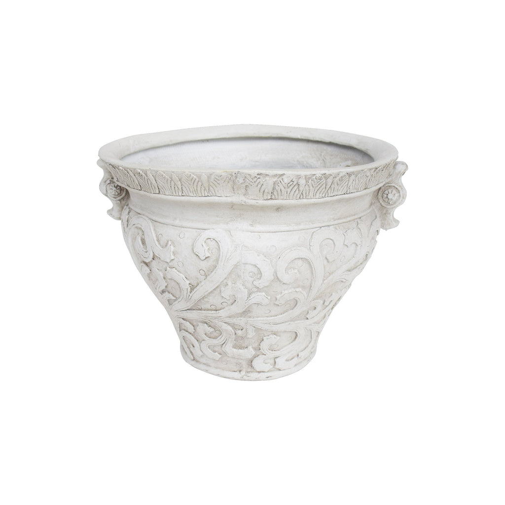 Antique White Largo Planter with Lightweight Concrete - Antique White
