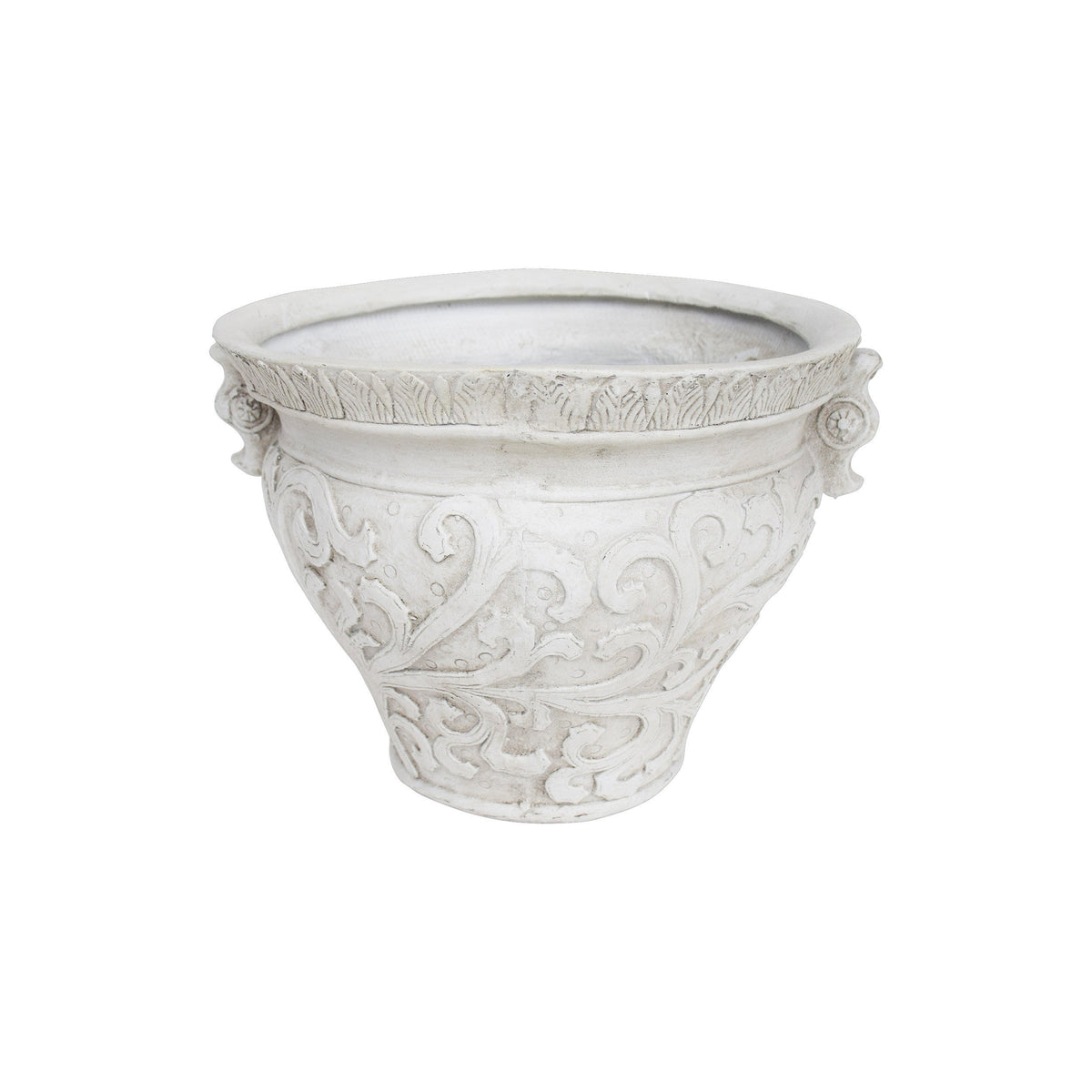 Antique White Largo Planter with Lightweight Concrete - Antique White